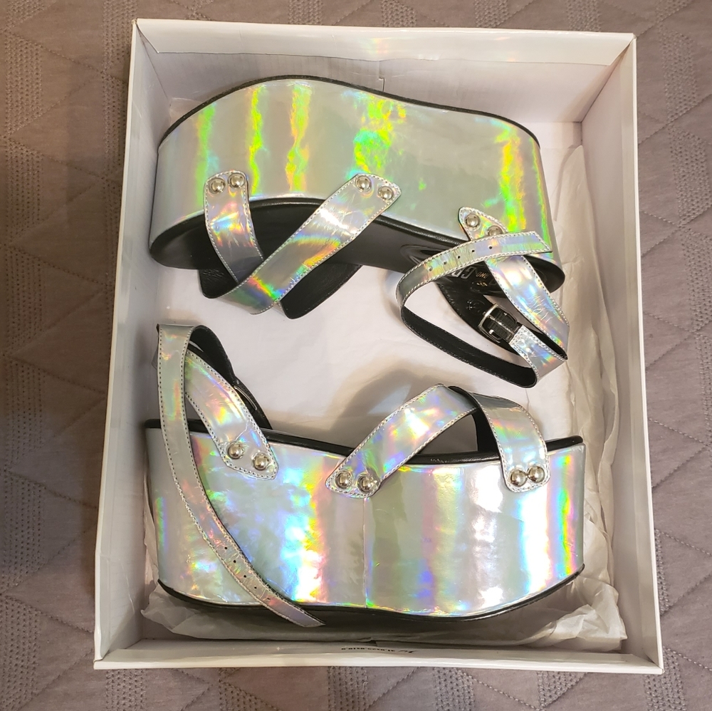 Ego & Greed Holographic Flatform Sandals - Picture 2 of 8